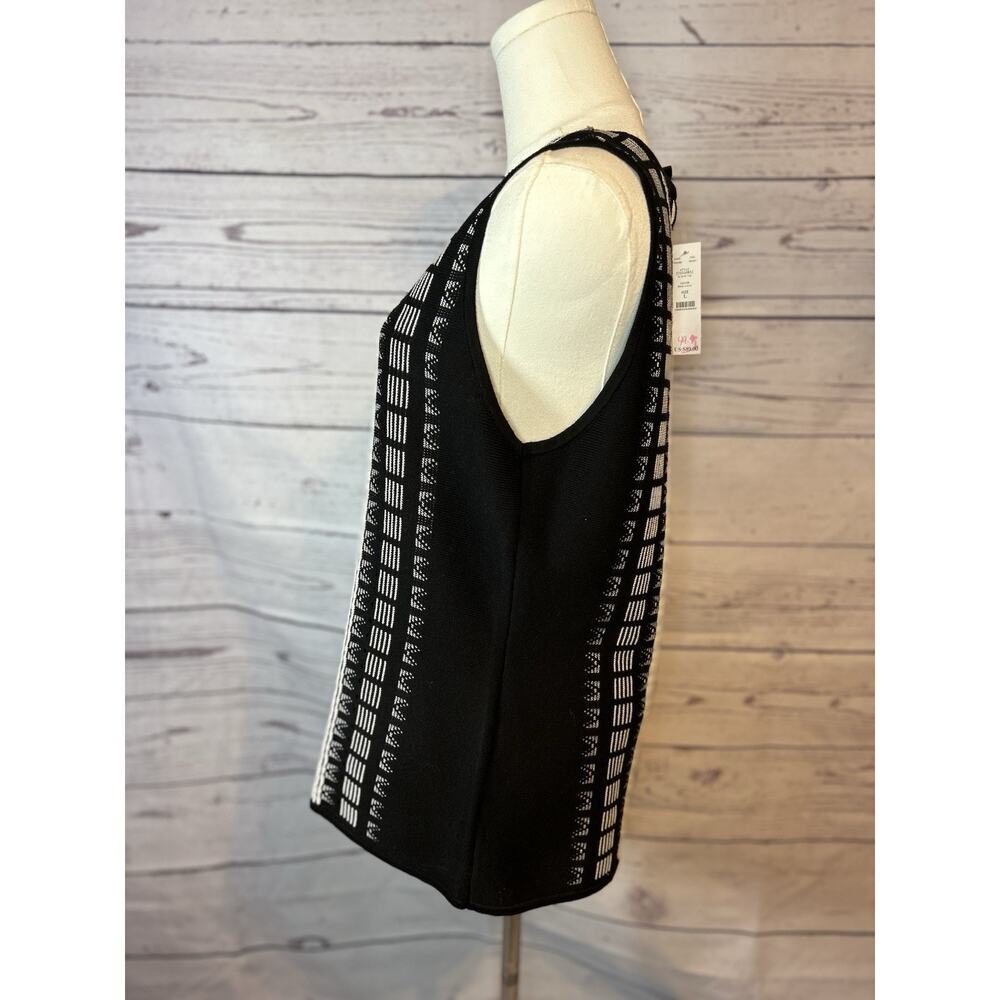 WHBM Black & White Patterned Sleeveless Knit Sweater Tank Top Size Large NWT - Picture 3 of 5